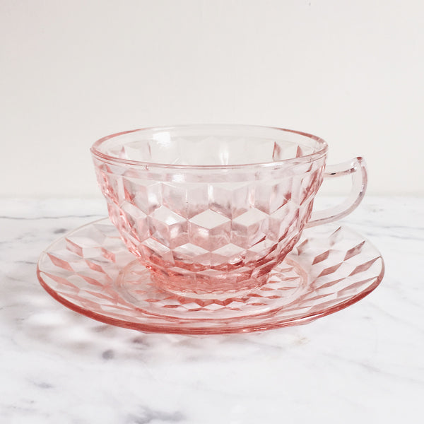 Pink Glass Tea Set Vintage Depression Glass Cups & Saucer Sets Madrid  Pattern Coffee Coffee Cups Tea Party Punch Glass 8 Sets Collector Gift -   Norway