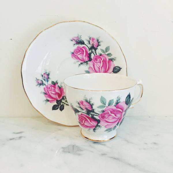 Vintage Royal Vale Pink Rose Teacup & Saucer