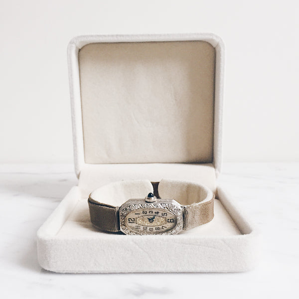 Antique Art Deco Elmar Platinum & Diamonds Watch