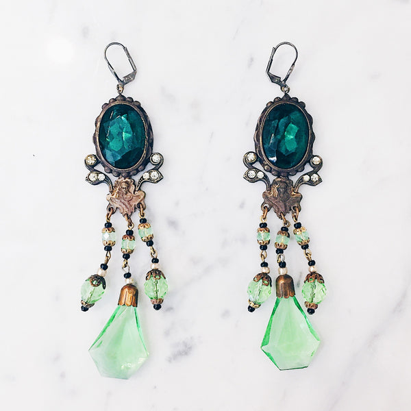 Antique Bohemian Art Nouveau Earrings- Lady of the Forest