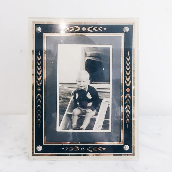 Vintage Deco Glass Frame - Black Blossom