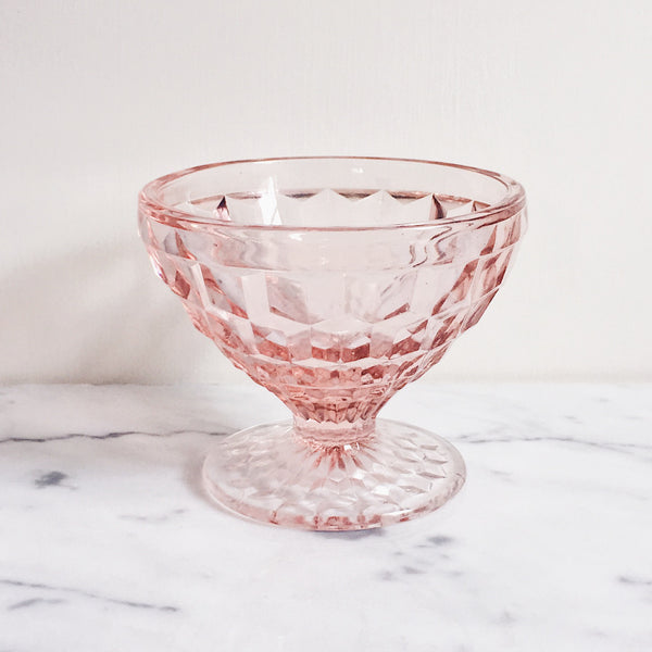 Cubist Diamond Antique Glass Footed Sherbert