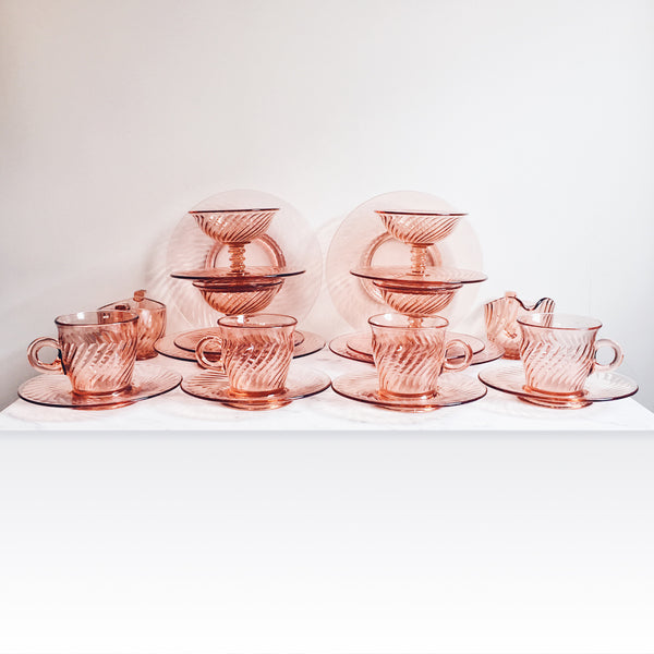 Pink Intoxication Antique Glass Dining Set (22pcs)