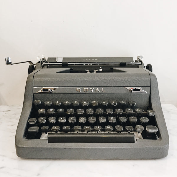 Vintage Royal Deluxe Charcoal Grey Typewriter