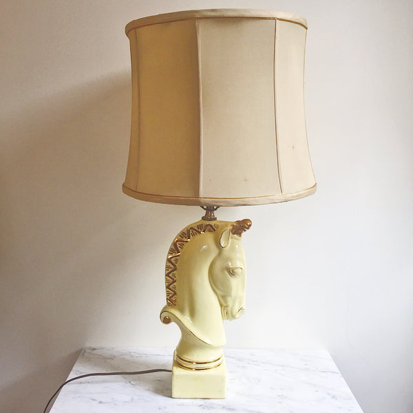 Vintage Deco Horse Bust Table Lamp w Shade