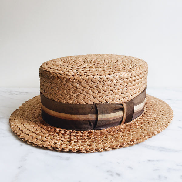 Vintage Hudson Straw Boater Hat