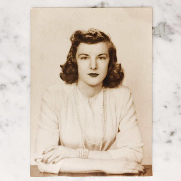 Vintage Photograph - 1940s Lady w/ Pearls