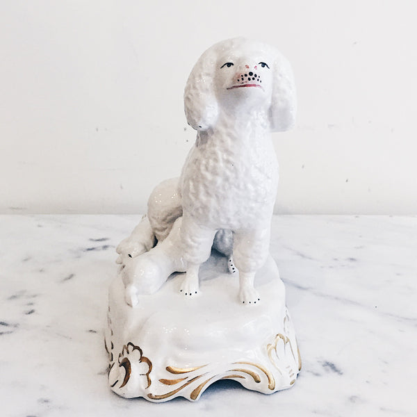 Vintage Poodle with Puppies Figurine