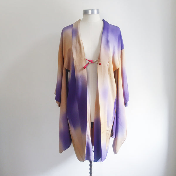 Vintage Kimono Haori Jacket - Shishi & Temari Ball/ Misty Vanilla Purple