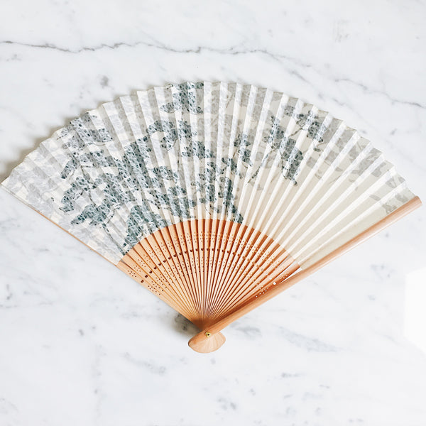 Vintage Japanese Paper Fan - Shadow of the Trees