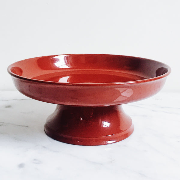 Vintage Vermillion Lacquered Footed Dish