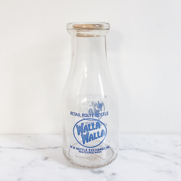 Vintage Walla Walla Blue Milk Bottle