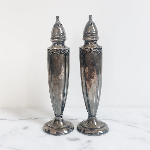 Vintage Deco Long Silverplated Shakers (Pair)