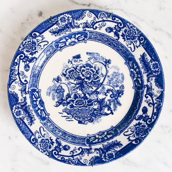Antique YS Japan Peony Blue & White Platter