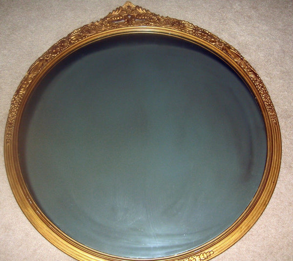 Antique Golden Gilt Round Mirror