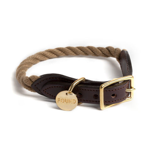 Rope and Leather Collar- Natural