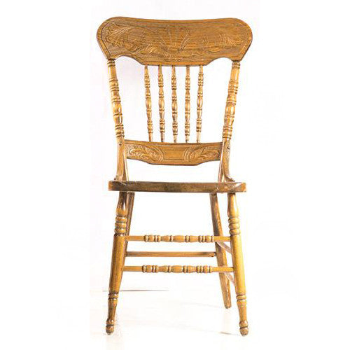 Solid Oak Antique Press Back Chair
